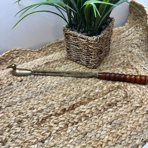BRASS DUCK Candle Snuffer w/Wooden Handle 14” Vintage Mid-Century, Cottagecore - Picture 2 of 14